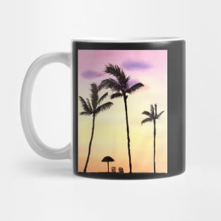 Palm Trees with yellow and pink sunset Mug